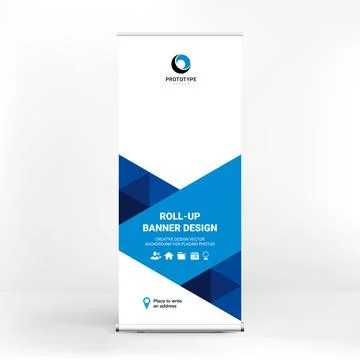 Roll-up advertising banner, dynamic design, stand template for conferences, b Stock Illustration