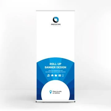 Roll-up advertising banner, dynamic design, stand template for conferences, b Stock Illustration