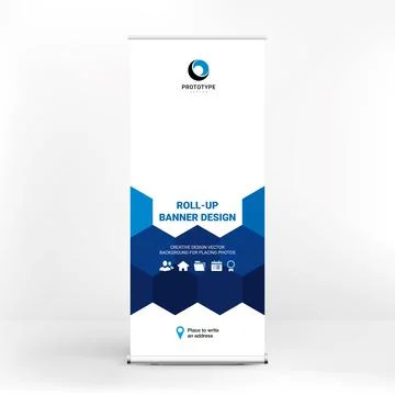 Roll-up advertising banner, dynamic design, stand template for conferences, b Stock Illustration