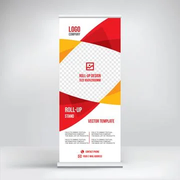 Roll-up advertising stand, modern design of a portable banner Stock Illustration