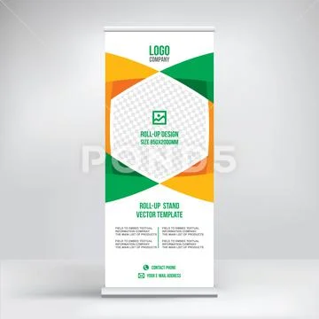 Roll-up advertising stand, modern design of a portable banner Stock Illustration