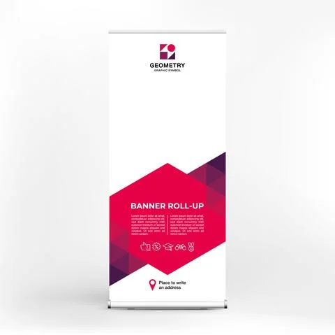 Roll-up advertising stand, modern design of a portable banner 스톡 일러스트