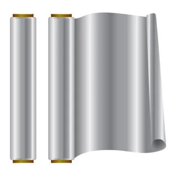 Roll of alluminium foil opened and closed view Stock Illustration