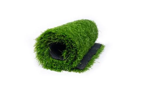 Roll of artificial grass isolated on white background Stock-Fotos