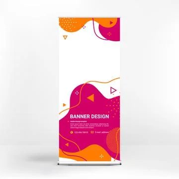 Roll-up banner design, creative background of graphic shapes, modern design f Illustrazione stock