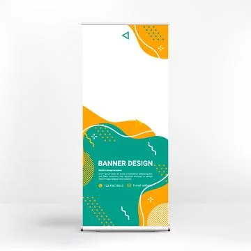 Roll-up banner design, creative background of graphic shapes, modern design f Stock Illustration