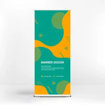 Roll-up banner design, creative background of graphic shapes, modern design f Stock Illustration
