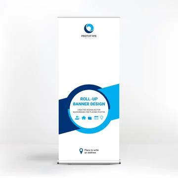 Roll-up banner design, creative background of graphic shapes, modern design f Stock Illustration