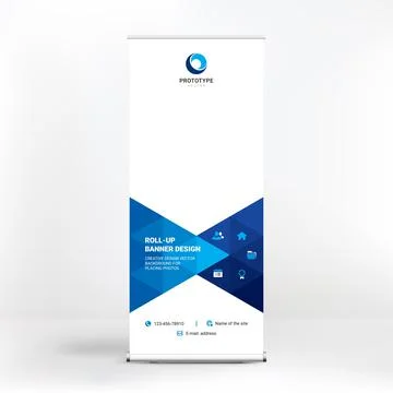 Roll-up banner design, creative background of graphic shapes, modern design f 스톡 일러스트