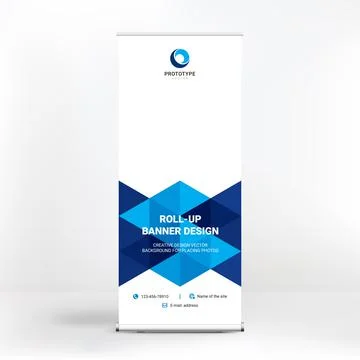 Roll-up banner design, creative background of graphic shapes, modern design f Stock Illustration