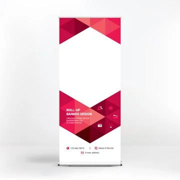 Roll-up banner design, creative background of graphic shapes, modern design f Stock Illustration