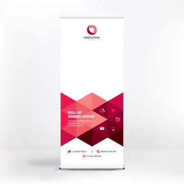Roll-up banner design, creative background of graphic shapes, modern design f Stock Illustration