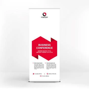 Roll-up banner design, creative geometric style, stand for advertising produc Stock Illustration