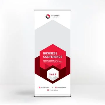 Roll-up banner design, creative graphic style for outdoor advertising, geomet Stock Illustration