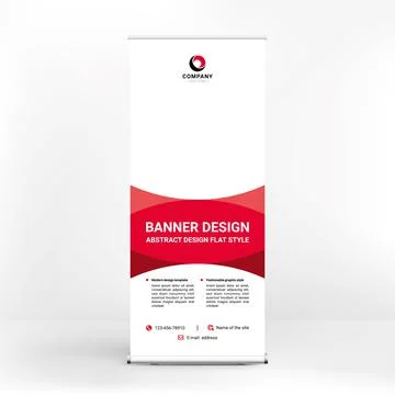 Roll-up banner design, creative stand for conferences, advertising of goods a Stock Illustration