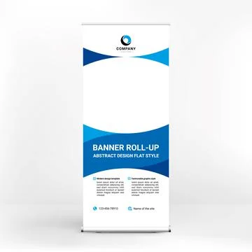 Roll-up banner design, creative stand for conferences, advertising of goods a Stock Illustration