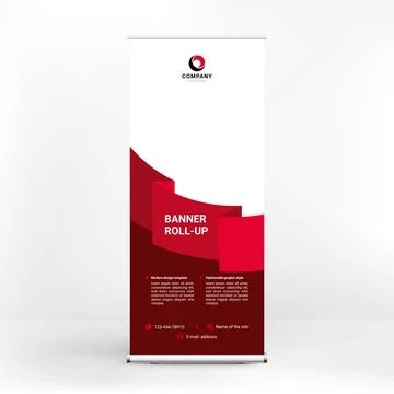 Roll-up banner design, creative stand for conferences, advertising of goods a Stockillustratie