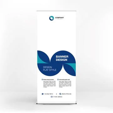 Roll-up banner design, creative stand for conferences, advertising of goods a Stockillustratie