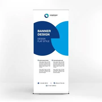Roll-up banner design, creative stand for conferences, advertising of goods a 스톡 일러스트
