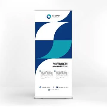 Roll-up banner design, creative stand for conferences, advertising of goods a 스톡 일러스트
