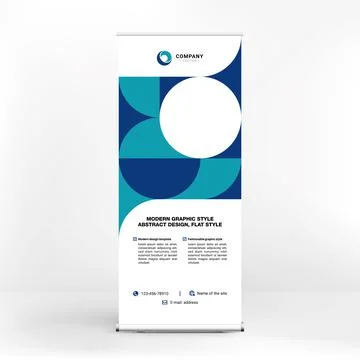 Roll-up banner design, creative stand for conferences, advertising of goods a Stockillustratie