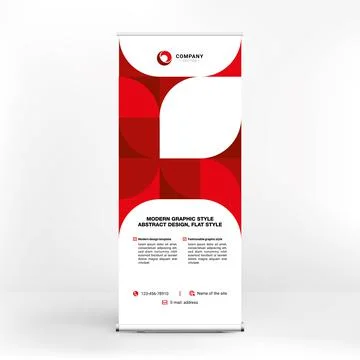 Roll-up banner design, creative stand for conferences, advertising of goods a Stock Illustration