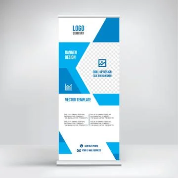 Roll-up banner design, exhibition stand, template for conferences, seminars Stock Illustration