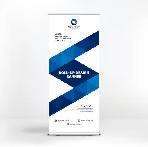 Roll-up banner design, geometric backgrounds for advertising, stand template  Stockillustratie