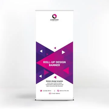 Roll-up banner design, geometric backgrounds for advertising, stand template  Stock Illustration