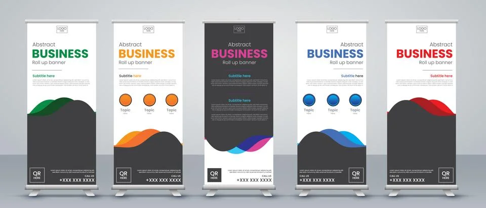 Roll up banner design Illustrazione stock