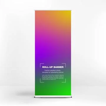 Roll-up banner design, liquid gradient background, advertising banner Illustrazione stock