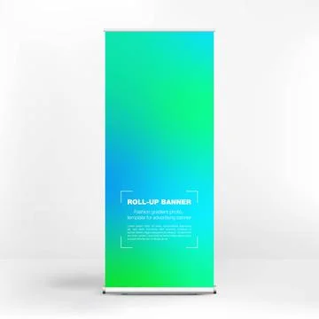 Roll-up banner design, liquid gradient background, advertising banner Stock Illustration