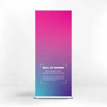 Roll-up banner design, liquid gradient background, advertising banner Stock Illustration