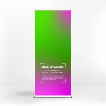 Roll-up banner design, liquid gradient background, advertising banner Stock Illustration