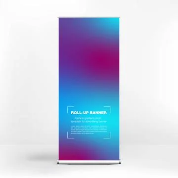 Roll-up banner design, liquid gradient background, advertising banner イラスト素材