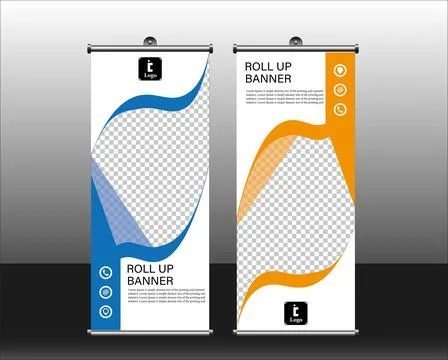 Roll up banner design template vector, abstract background, eps 10. 스톡 일러스트