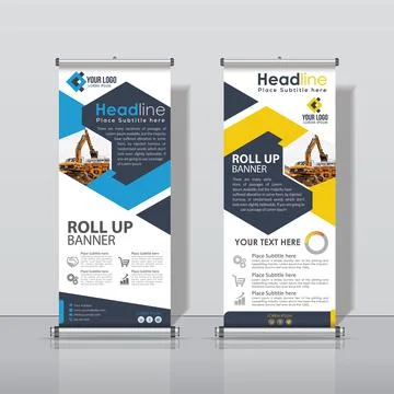 Roll Up Banner Design Vertical Template Rectangle Size. イラスト素材