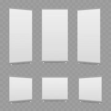 Roll up banner isolated on transparent background. Vector Stock Illustration