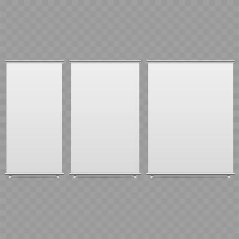 Roll up banner isolated on transparent background. Vector Stock Illustration