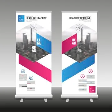Roll Up Banner Stand Design with Abstract background Stock Illustration