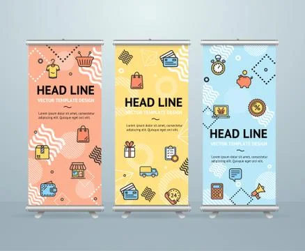 Roll Up Banner Stand Design Template. Vector Stock-Illustration