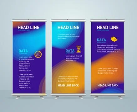 Roll Up Banner Stand Design Template. Vector Illustrazione stock