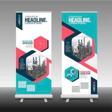 Roll Up Banner Stand Design, vector illustration Stock Illustration