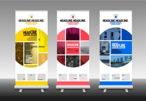 Roll Up Banner Stand Design , vector illustration Stock Illustration