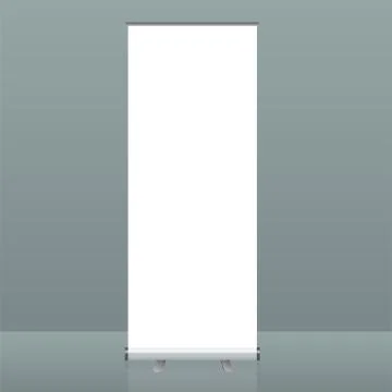 Roll up banner stand. Empty show display set template for presentation or Stock Illustration