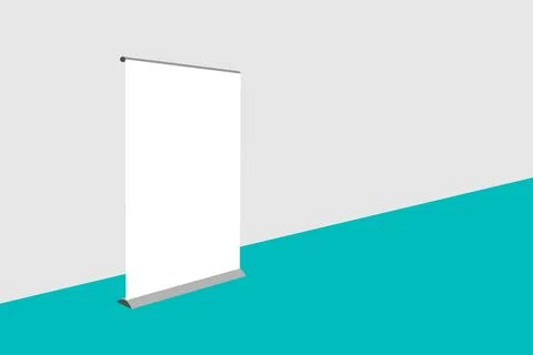 Roll Up Banner Stand Mockup Blank Display Advertising Presentation Design Stock Illustration