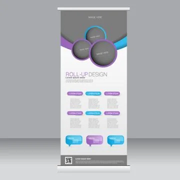 Roll up banner stand template. Abstract background for design Stock Illustration