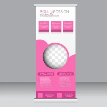 Roll up banner stand template. Abstract background for design Stock Illustration