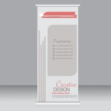 Roll up banner stand template. Abstract background for design Stock Illustration