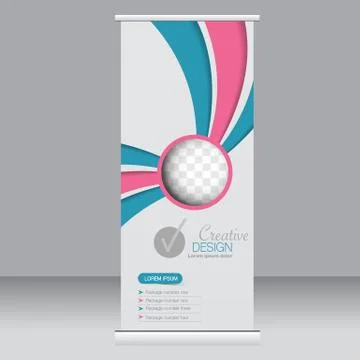 Roll up banner stand template. Abstract background for design Stock Illustration